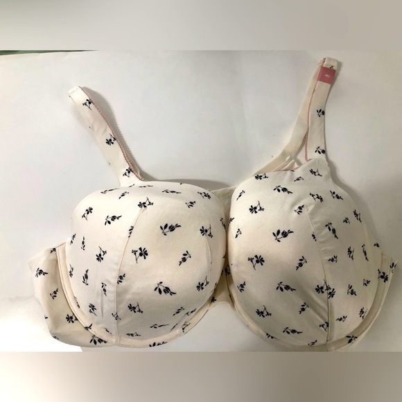 Cacique NWOT padded adjustable bra women's plus size 46C cream with black flower - Picture 1 of 14